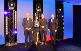 01 Gala Sportu, na zdjęciu od lewej Wiesław Marzec, Olena Lipiec, Andrzej Lasak, Stanisław Wr&oacute;bel Redaktor Naczelny Echa Dnia