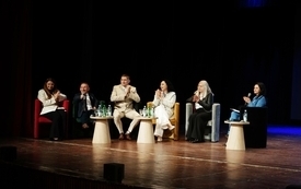 08 Panel dyskusyjny, na zdjęciu od lewej: Martyna Raus-Malinowska, Andrzej Łukasik, Wiktor Skiba, dr Justyna Kaczmarczyk, Wioletta Podsiedlik, Irena Sobieraj
