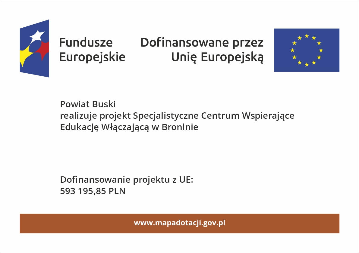 Plakat projektu "Specjalistyczne Centrum Wspierające Edukację Włączającą w&nbsp;Broninie"