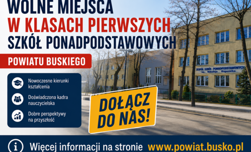 Plakat informacyjny o wolnych miejscach do szkół